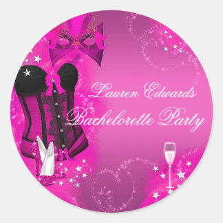 Feather Corset Pink Bachelorette Party Sticker