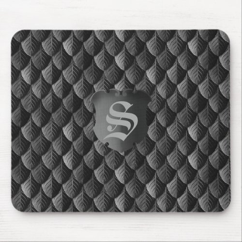 Feather Dragon Scale Armor Black Monogram Mouse Pad