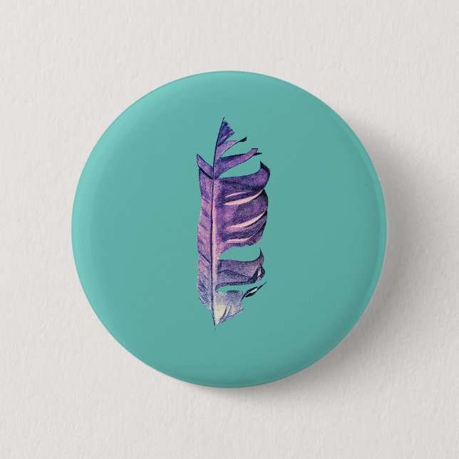 Feather drawing fine art original illustration button (Front)