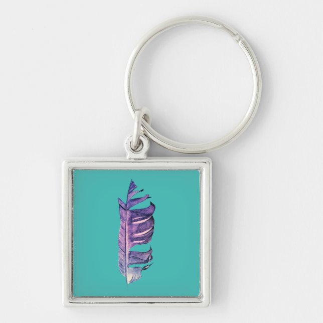 Feather drawing fine art original illustration keychain (Front)