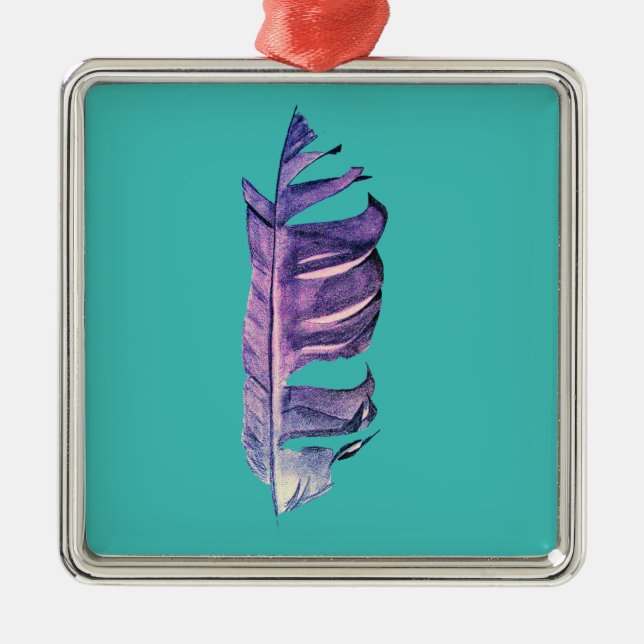 Feather drawing fine art original illustration metal ornament (Front)