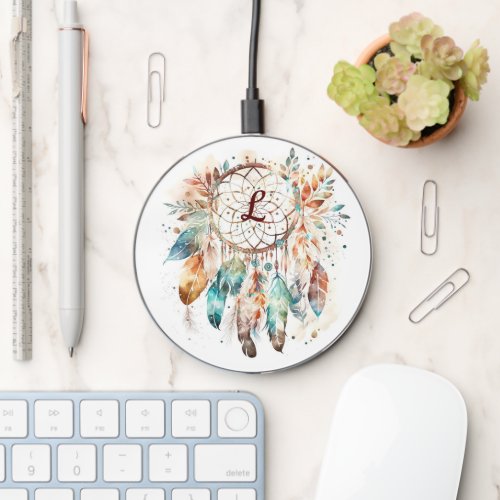 Feather Dream Catcher  with initial  Wireless Charger