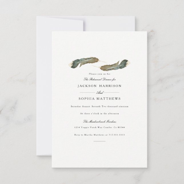 Feather Duo | Watercolor Wedding Invite (Front)