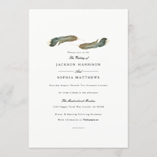 Feather Duo   Watercolor Wedding Invite