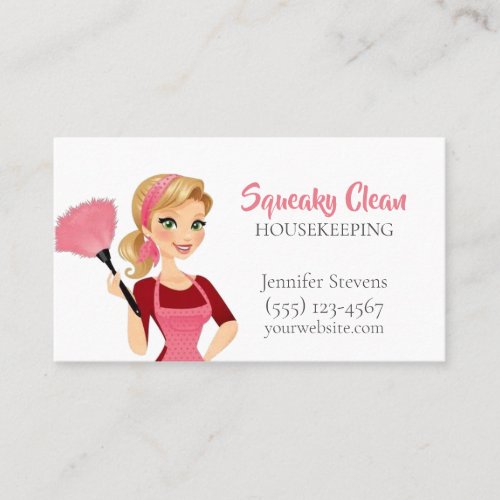 Feather Duster Maid House Cleaning Service Business Card