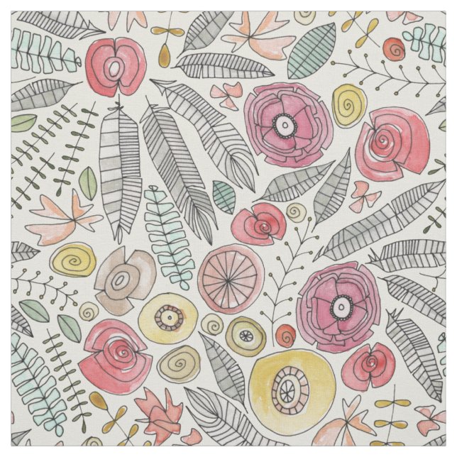 feather fleur watercolor fabric (Swatch)