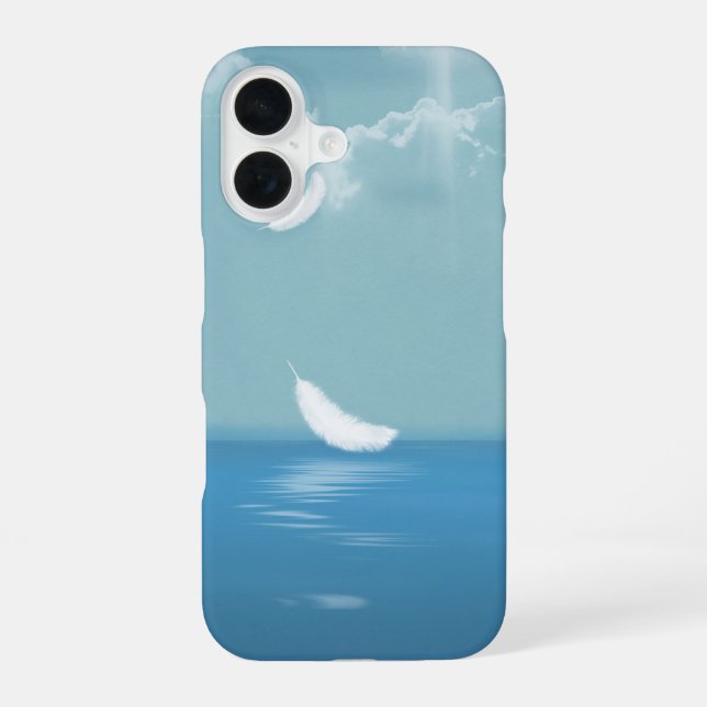Feather Floating Over Ocean Iphone Case (Back)