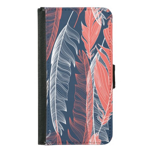 Feather Graphics Beautiful Seamless Pattern Samsung Galaxy S5 Wallet Case