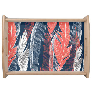 Feather Graphics, Beautiful Seamless Pattern. Serving Tray