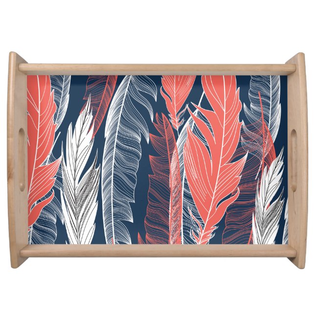 Feather Graphics, Beautiful Seamless Pattern. Serving Tray (Front)