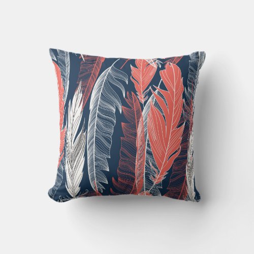 Feather Graphics Beautiful Seamless Pattern Throw Pillow