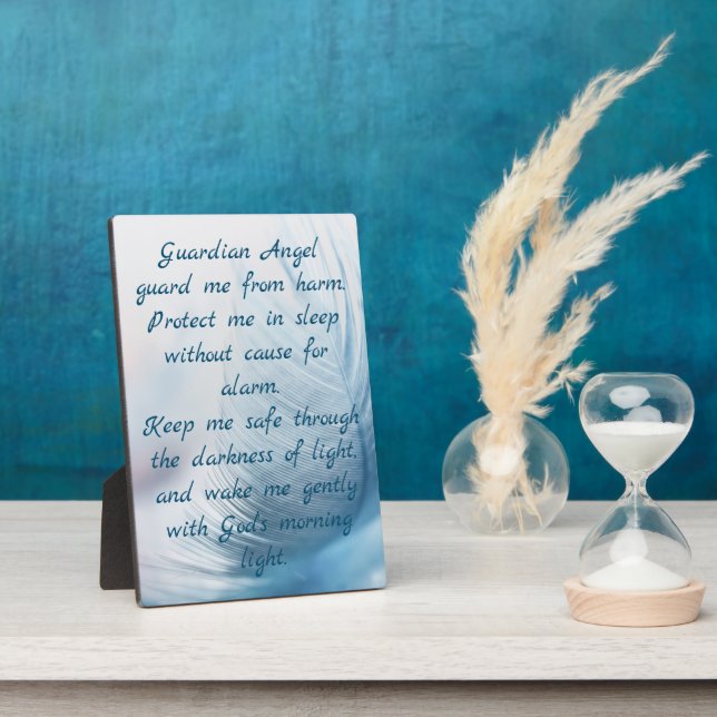 Feather Guardian Angel Christian Bedtime Prayer Plaque (Side)