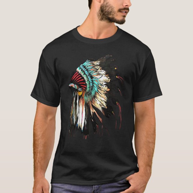 Feather Headdress Native American Indian Headdress T-Shirt (Front)