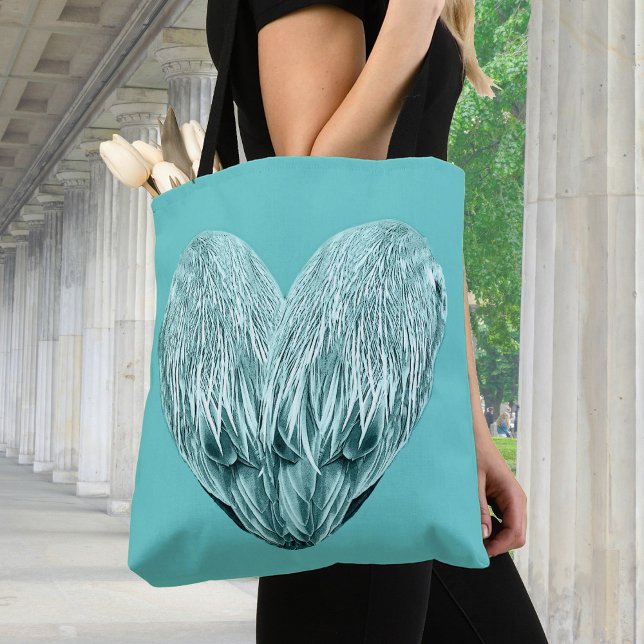 Feather heart in soft green tote bag (Creator Uploaded)