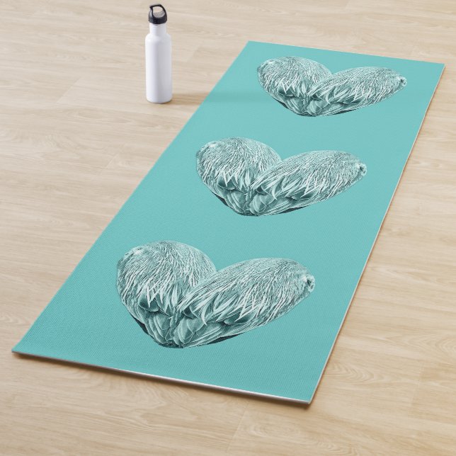 Feather heart in soft green yoga mat (In Situ)