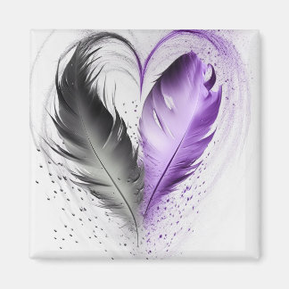 Feather Heart - Purple Magnet