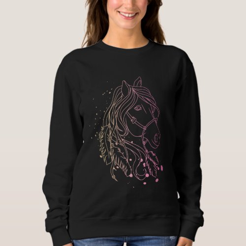 Feather Horse Head Colorful Rainbow Horseracer Gir Sweatshirt