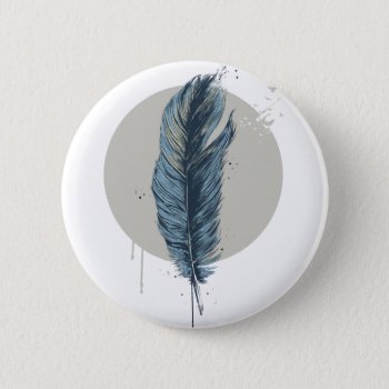 Feather In A Circle Button by bsolti at Zazzle