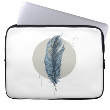 Feather In A Circle Laptop Sleeve by bsolti at Zazzle