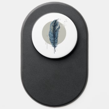 Feather In A Circle Popsocket by bsolti at Zazzle