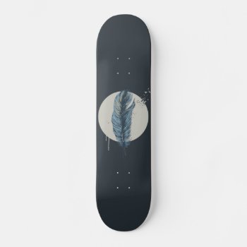 Feather In A Circle Skateboard by bsolti at Zazzle