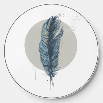 Feather In A Circle Wireless Charger by bsolti at Zazzle