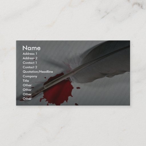 Customizable Feather, ink business card template