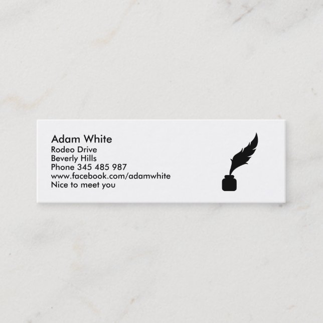 Feather ink writer mini business card (Front)