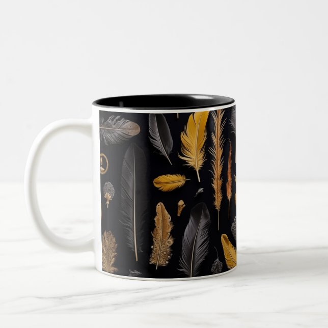 Feather Knolling Two-Tone Coffee Mug (Left)