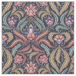 Feather Leaves Floral Damask Green Pink Lavender Fabric