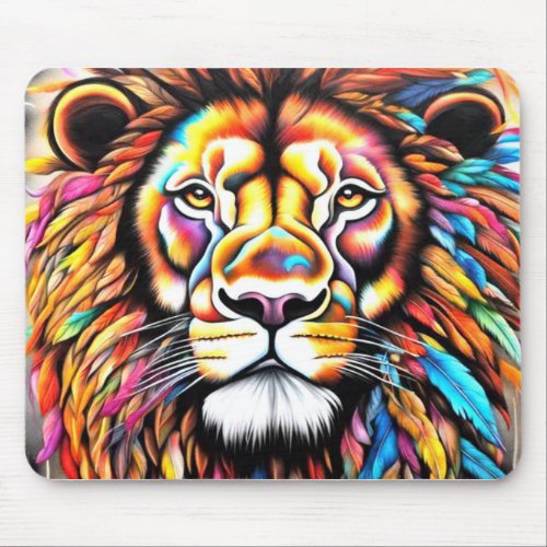 Feather Maned Lion _ ART by Lisa_Dawn Designs Mouse Pad
