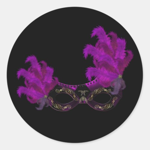 Feather Mask Masquerade Party Event Custom Classic Round Sticker