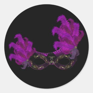 Feather Mask Masquerade Party Event Custom Classic Round Sticker
