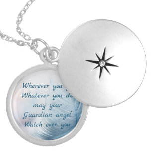 Feather May Your Guardian Angel Watch Over You Locket Necklace