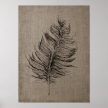 Feather no.1 with Faux Linen Taupe Art