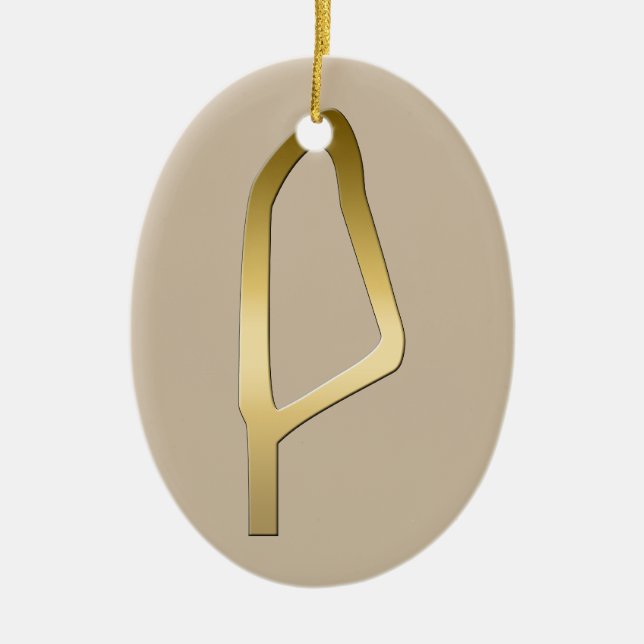 Feather of Maat Egyptian symbol Ceramic Ornament (Front)