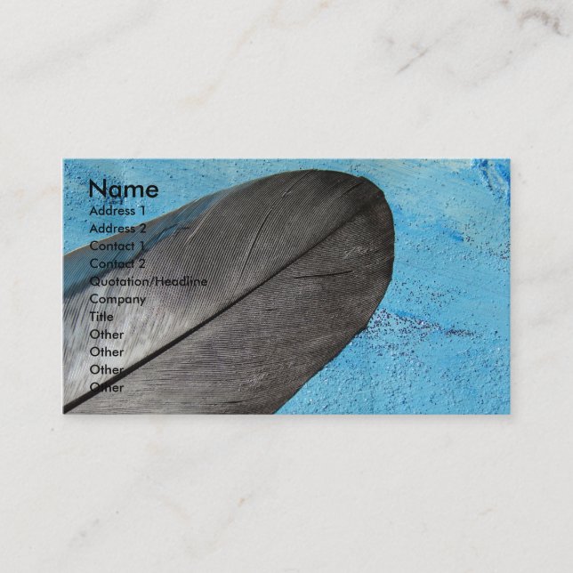 Feather on Blue Background Business Card (Front)