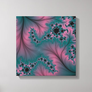 Feather over Lace Turquoise and Pink Canvas