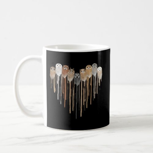 Feather Owl In Heart Shape Coffee Mug