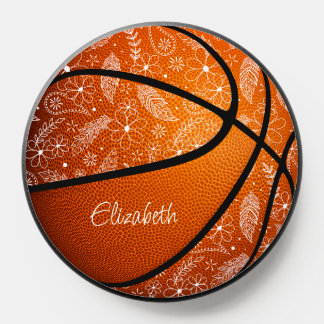 Feather paisley doodles boho girls basketball PopSocket