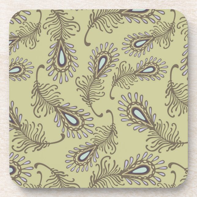 Feather Pattern Beverage Coaster (Front)