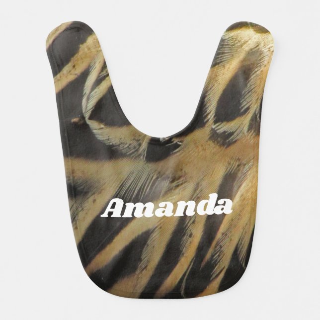 Feather Pattern Brown Gold Elegant Nature Baby Bib (Front)