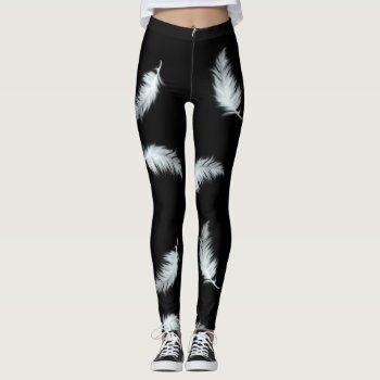 Feather Pattern (customizable Background Color) Leggings by K2Pphotography at Zazzle