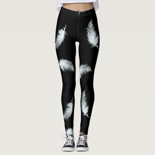 Feather Pattern customizable background color Leggings