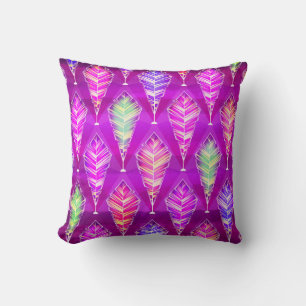 Feather Pattern - Fun And Vibrant Color Scheme Throw Pillow