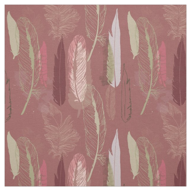 Feather Pattern in Marsala Wine Fabric (Swatch)