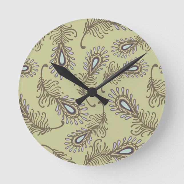 Feather Pattern Round Clock (Front)