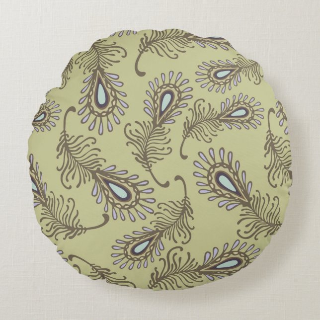 Feather Pattern Round Pillow (Front)