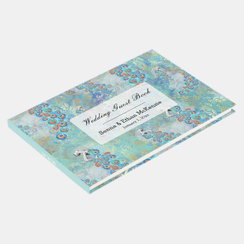 Feather peacock guest book