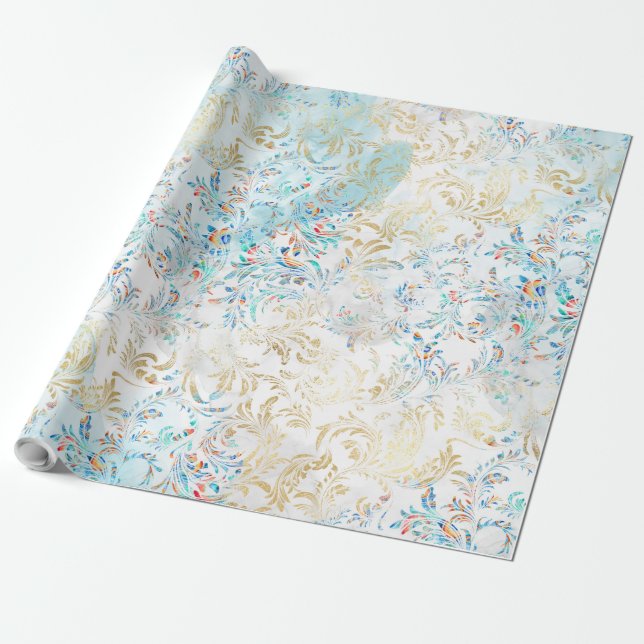 Feather peacock wrapping paper (Unrolled)